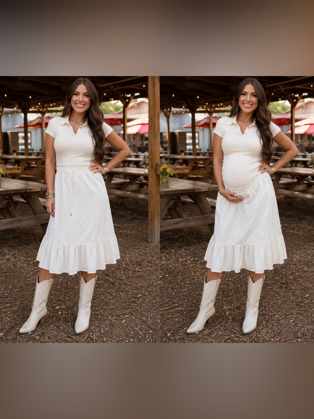 Cream Midi Skirt with Ruffle Hem-Makes a Great Maternity Skirt Too!!